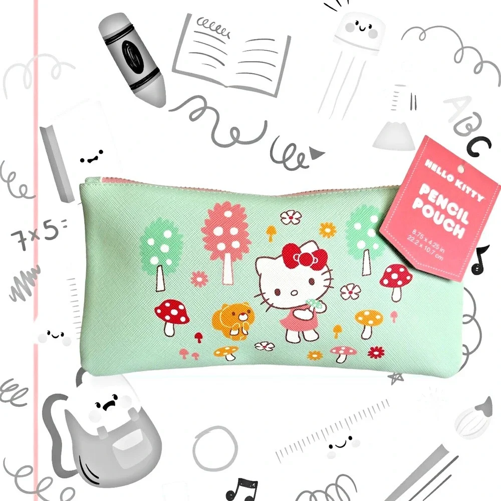 Sanrio Hello‎ Kitty School Zipper Mushroom Pencil Pouch - Mint/8.75x4.25